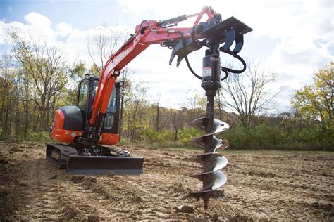 mini excavator drill attachment|mini excavator post hole digger.